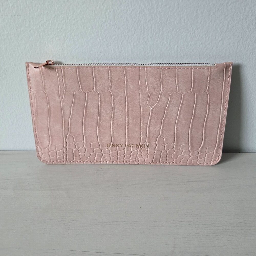 Jenny Patinkin Pink Vegan Leather Zippered Flat Pouch